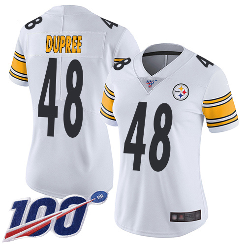Women Pittsburgh Steelers Football #48 Limited White Bud Dupree Road 100th Season Vapor Untouchable Nike NFL Jersey